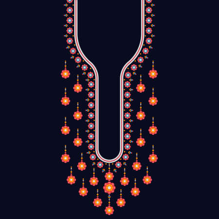 Geometric ethnic oriental pattern. Necklace embroidery design for textile, fashion woman, background, wallpaper, clothing and wrapping. Vector illustration.のイラスト素材