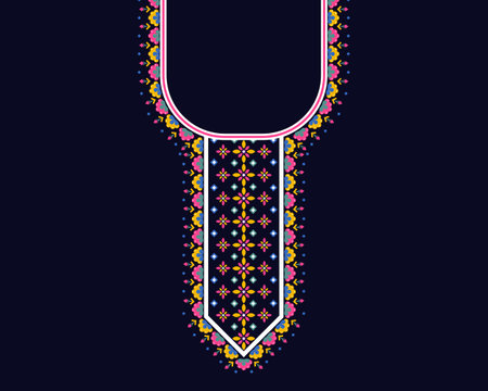 Geometric ethnic oriental pattern. Necklace embroidery design for textile, fashion woman, background, wallpaper, clothing and wrapping. Vector illustration.のイラスト素材