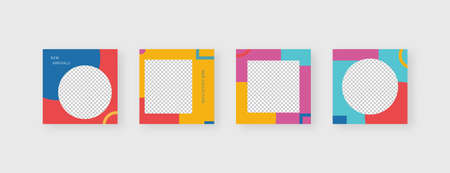 Social media template. Trendy editable social media post template. Mockup isolated. Template design. Vector illustration.のイラスト素材