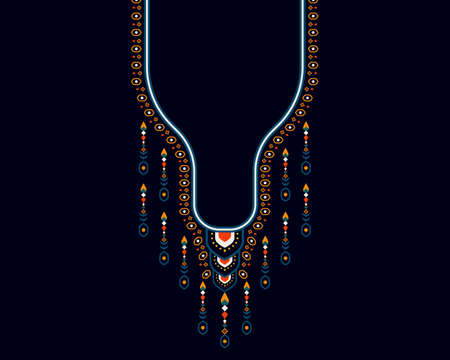 Geometric ethnic oriental pattern. Necklace embroidery design for textile, fashion woman, background, wallpaper, clothing and wrapping. Vector illustration.のイラスト素材