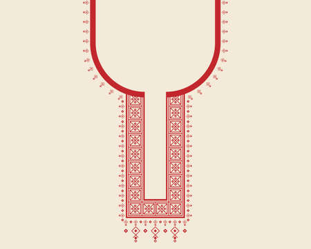 Geometric ethnic oriental pattern. Necklace embroidery design for textile, fashion woman, background, wallpaper, clothing and wrapping. Vector illustration.のイラスト素材