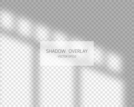 Shadow overlay effect. Natural shadows from window isolated on transparent background. Vector illustration.のイラスト素材
