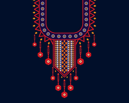 Geometric ethnic oriental pattern. Necklace embroidery design for textile, fashion woman, background, wallpaper, clothing and wrapping. Vector illustration.のイラスト素材