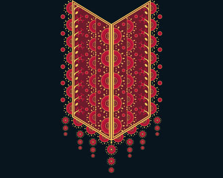 Geometric ethnic oriental pattern. Necklace embroidery design for textile, fashion woman, background, wallpaper, clothing and wrapping. Vector illustration.のイラスト素材