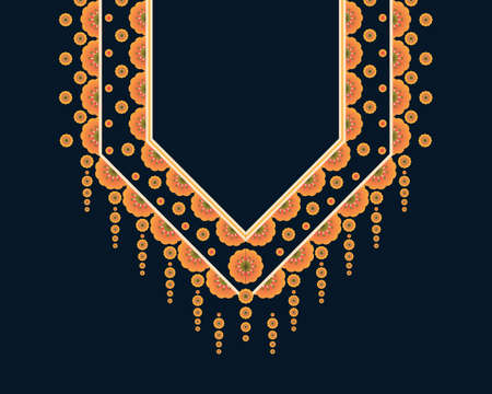 Geometric ethnic oriental pattern. Necklace embroidery design for textile, fashion woman, background, wallpaper, clothing and wrapping. Vector illustration.のイラスト素材