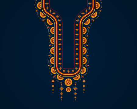 Geometric ethnic oriental pattern. Necklace embroidery design for textile, fashion woman, background, wallpaper, clothing and wrapping. Vector illustration.のイラスト素材