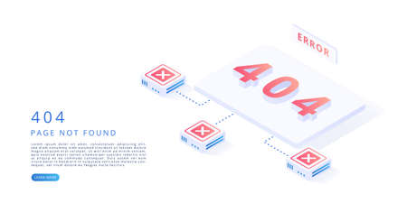 404 error page in isometric vector illustration. 404 error, website maintenance, page not found concept.のイラスト素材