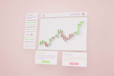 Cryptocurrency trading and growing concept. Bitcoin investment and stock market trading. 3d...