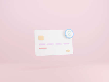Credit card security. Online payment protection concept. 3d rendering.の写真素材