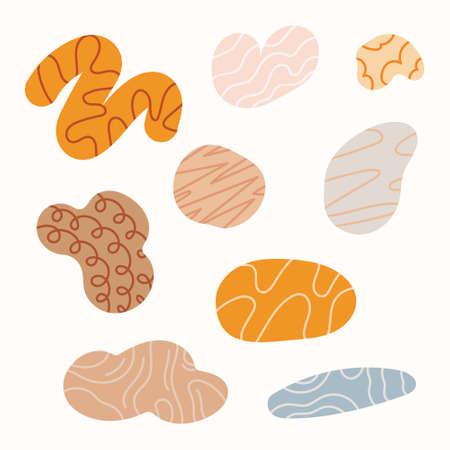 Abstract shapes. Set of modern graphic elements. Colorful shape. Design for background, template, banner, etc. Vector illustration.のイラスト素材