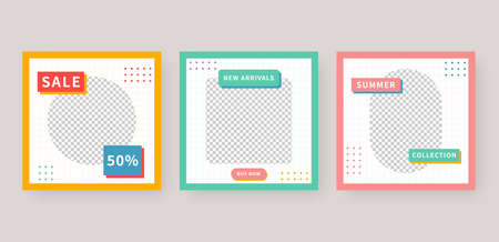 Social media template. Trendy editable social media post template. Mockup isolated. Template design. Vector illustration.のイラスト素材