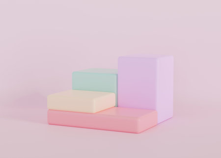 Abstract minimalistic scene with geometric shapes. Podium for product presentation. 3d rendering.の写真素材