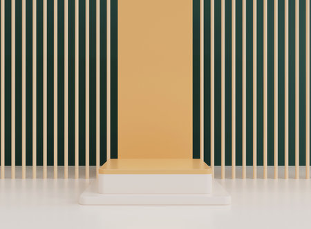 Empty cylinder podium on minimal background. Abstract minimal scene with geometrical forms. Design for product presentation. 3D rendering.の写真素材