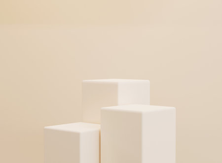 Empty cylinder podium on minimal background. Abstract minimal scene with geometrical forms. Design for product presentation. 3D rendering.の写真素材