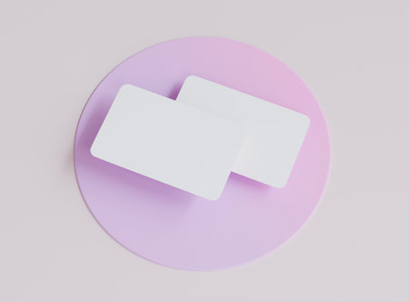 3D blank business cards with soft shadow. Mockup scene. Template for branding identity. 3D...