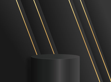 Empty cylinder podium on minimal background. Abstract minimal scene with geometric shape object. Design for product presentation. 3d vector illustration.のイラスト素材
