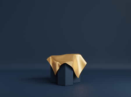3D background scene with podium. Minimal product display mockup with geometric shape object. 3D rendering.の写真素材
