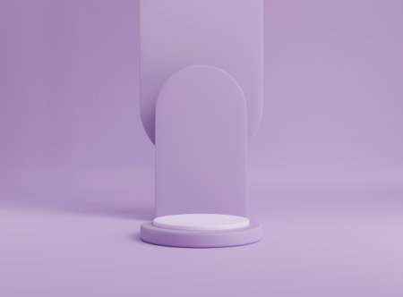 3D background scene with podium. Minimal product display mockup with geometric shape object. 3D rendering.の写真素材