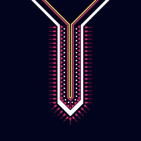 Geometric ethnic oriental pattern. Necklace embroidery design for textile, fashion woman, background, wallpaper, clothing and wrapping. Vector illustration.のイラスト素材