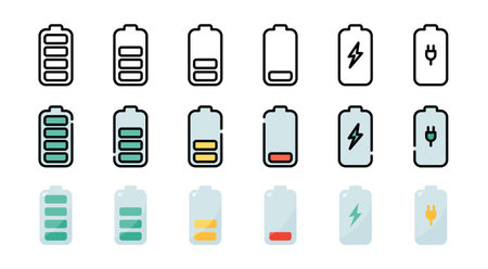 Battery icon set. Vector illustration.のイラスト素材