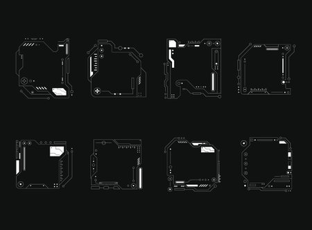 Futuristic interface ui elements. Futuristic HUD elements. Hud interface set. Vector illustration.のイラスト素材