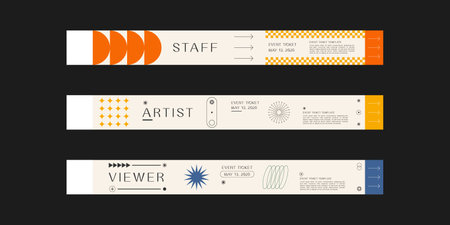 Event wristband. Customizable event wristband template. Design for festival, concert, party, and corporate events.のイラスト素材