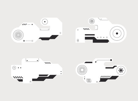 Futurist element. Cyberpunk sticker set. HUD futuristic frame design.のイラスト素材