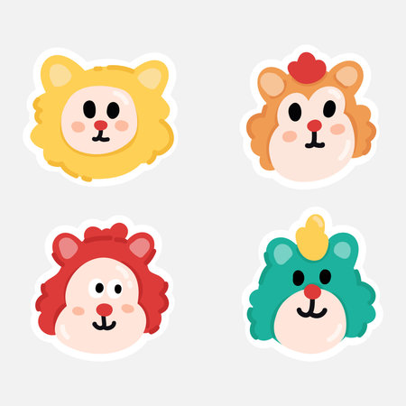 Cute cartoon wolf illustration set. Cartoon doodle illustration. Vector illustration in cartoon style.のイラスト素材