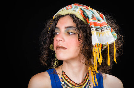 Young Woman Wearing Ethnic Accessoriesの写真素材