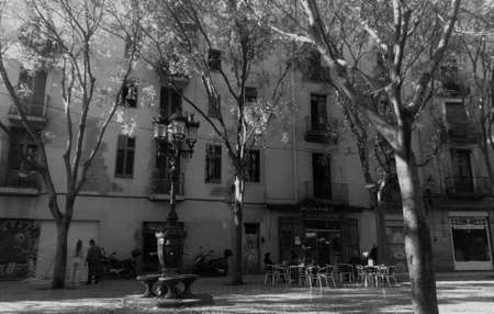 Barcelona, Spain - December 4, 2018: A square in El Born neighborhood.