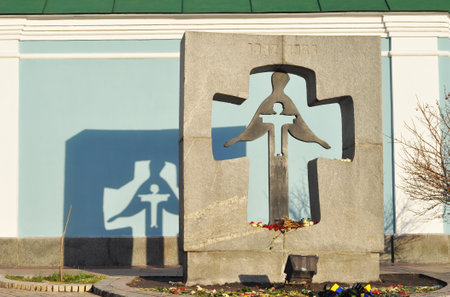 KIEV, UKRAINE - September, 27, 2017: The memorial to the victims of Holodomor 1932 -1933 years on Mykhailivska Square in Kyiv. A memorial dedicated to the Terror-Famine in Ukraine.のeditorial素材