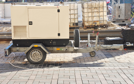 Mobile Diesel Backup Generator with Fuel Tanks Outdoor.の写真素材