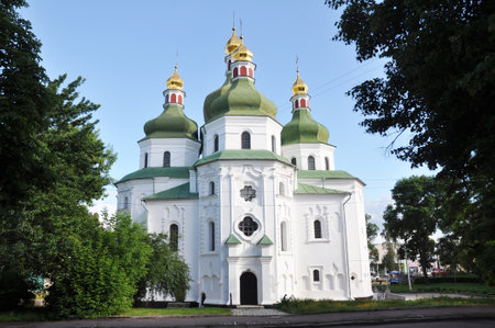 NIZHYN, UKRAINE - January 31, 2019: St. Nicolas church in Nizhyn. Ukrainian Baroque or Cossack...