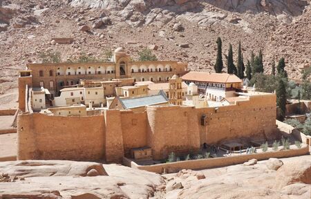 Mountain cloister landscape. Saint Catherine's Monastery in Sinai Peninsula, Egypt.の写真素材