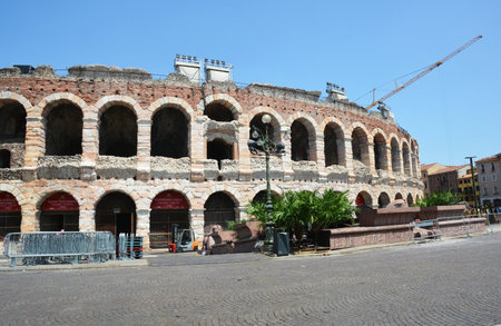 VERONA, ITALY - JUNE 19, 2019: Roman Arena in Verona, Italy on reconstructionのeditorial素材