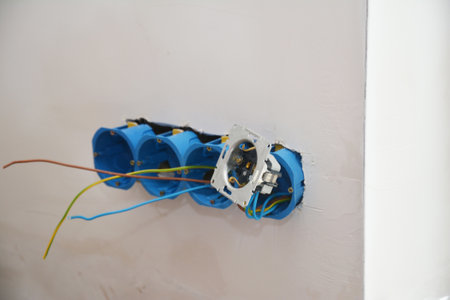Installing a new electrical multi outlet socket receptacle, power socket connecting the wires to a...