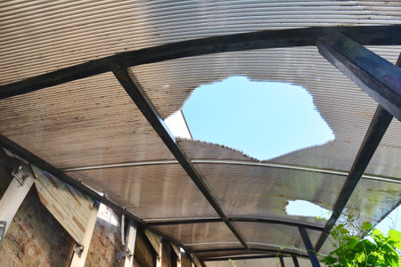 Hole in the House Polycarbonate Sheeting. Roof Polycarbonate Sheetsの写真素材