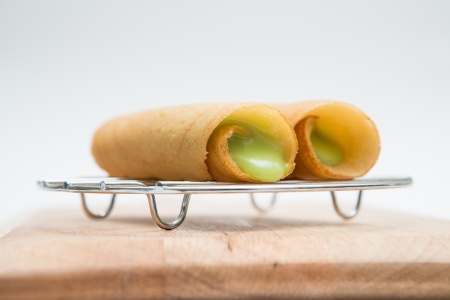 Thai Pancakes on white backgroundの写真素材