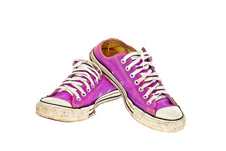 vintage magenta shoe on White  backgroundの写真素材