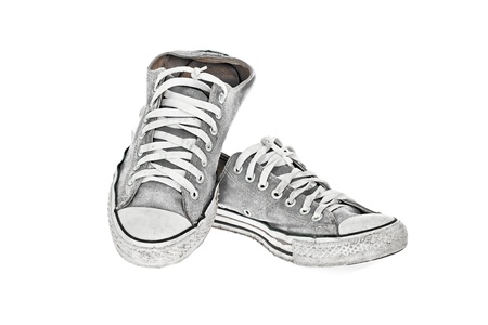 vintage gray shoe on White  backgroundの写真素材