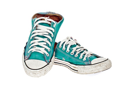 vintage green shoe on White  backgroundの写真素材
