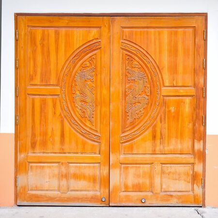 dragon wooden doorの写真素材