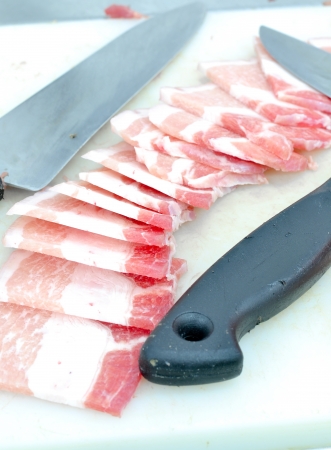 slides of baconの写真素材