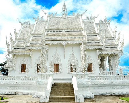 The famous temple of thailand, Wat Rong Khun (White temple)の写真素材