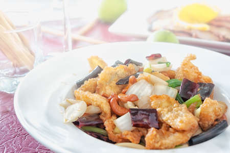 fish stir-fry cashew nuts, Thai food