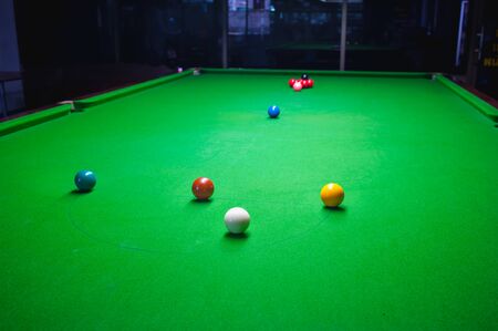 snooker ball on green surface table