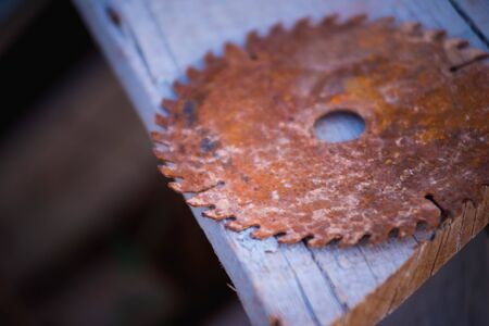 old Circular saw blade for wood workの写真素材