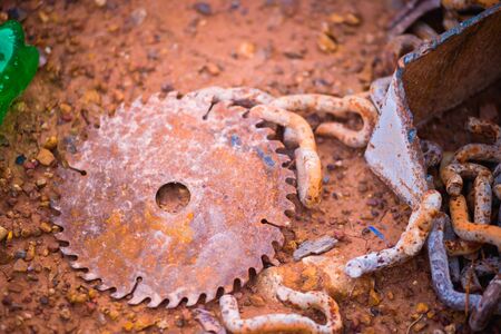 old Circular saw blade for wood workの写真素材