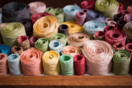 colorful roll mulberry paper background and texture