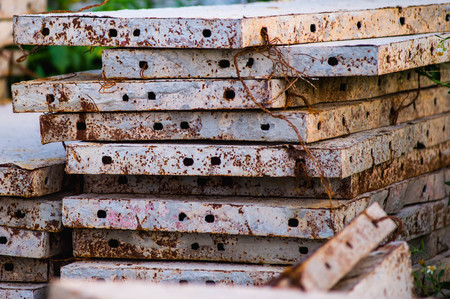 old rusty grungy metal or bars in construction structureの写真素材